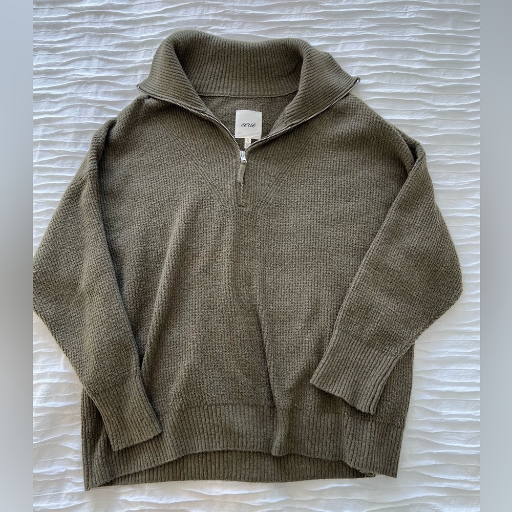 Aerie knit sweater, olive green, size xl